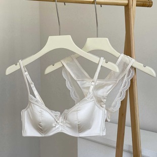 High Quality Lace Traceless Underwear Women's Small Chest Push-up Soft Steel Ring Bra Summer Thin Satin Nipper Straight Trade