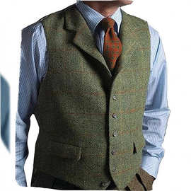 亚马逊男士人字呢外贸亚马逊速卖通男士西服马甲男士马甲婚礼宴会