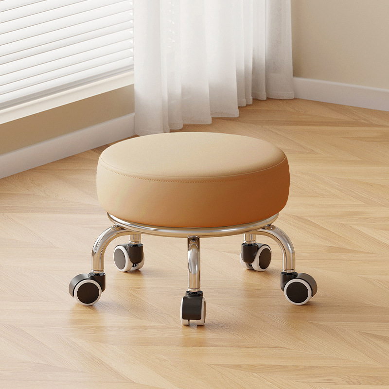 Polia doméstica taburete bajo rueda universal pequeño taburete silencioso rotativo taburete redondo móvil con artefacto moderno y simple