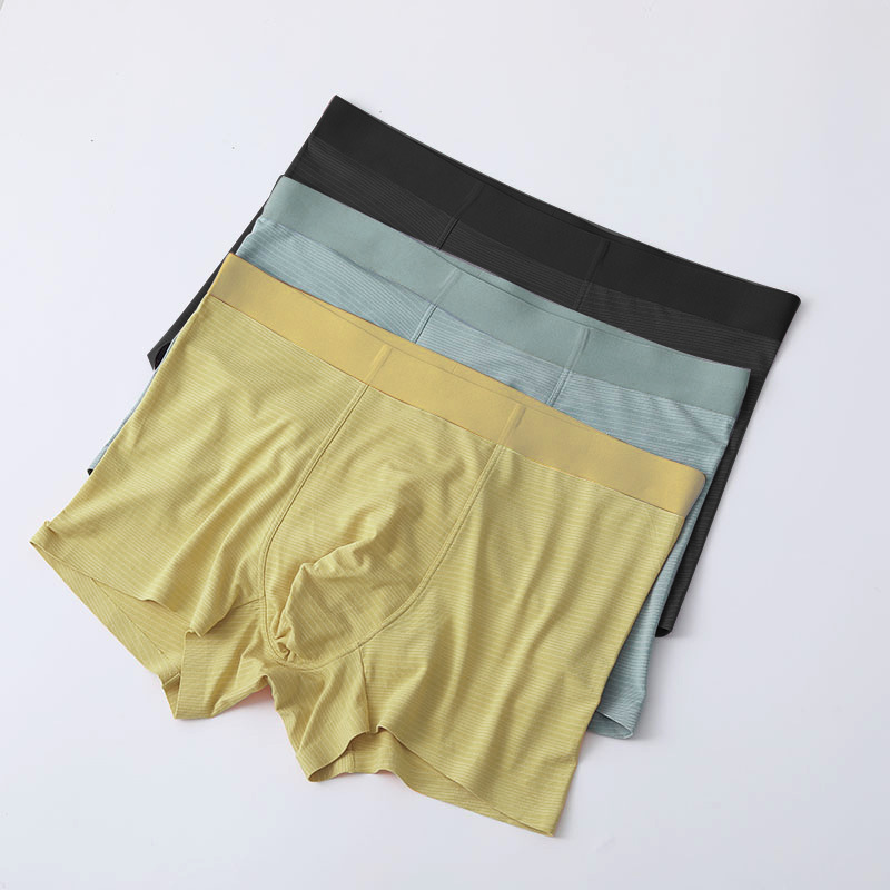 Men's invisible flat-bottom underwear summer thin close-fitting comfortable soft antibacterial large size knit briefs four-sided underwear