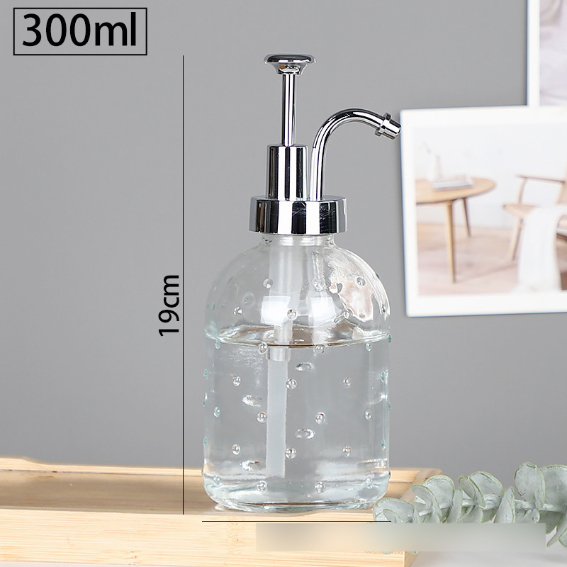 Amazon en stock botella de desinfectante de manos transparente tipo de presión botella vacía botella de champú de vidrio