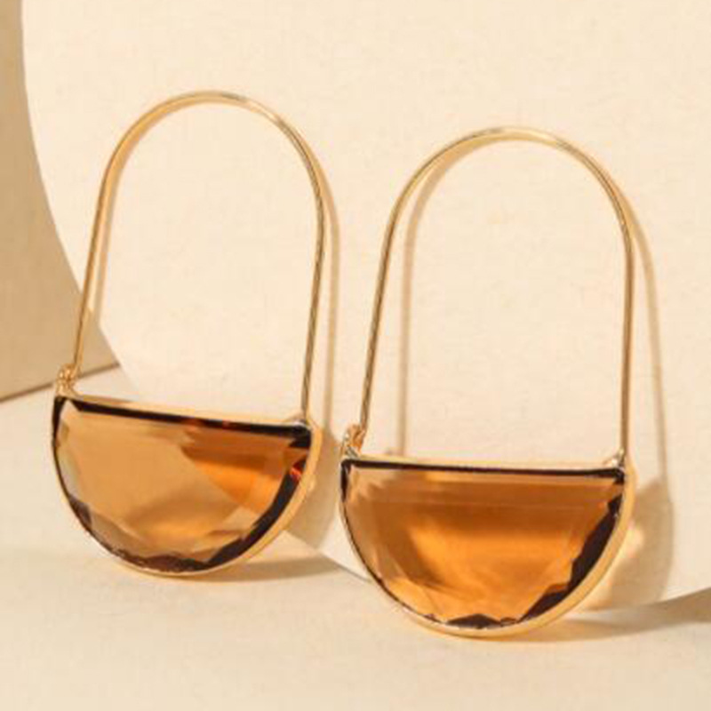 1 Pair Elegant U Shape Inlay Alloy Artificial Gemstones Hoop Earrings display picture 2