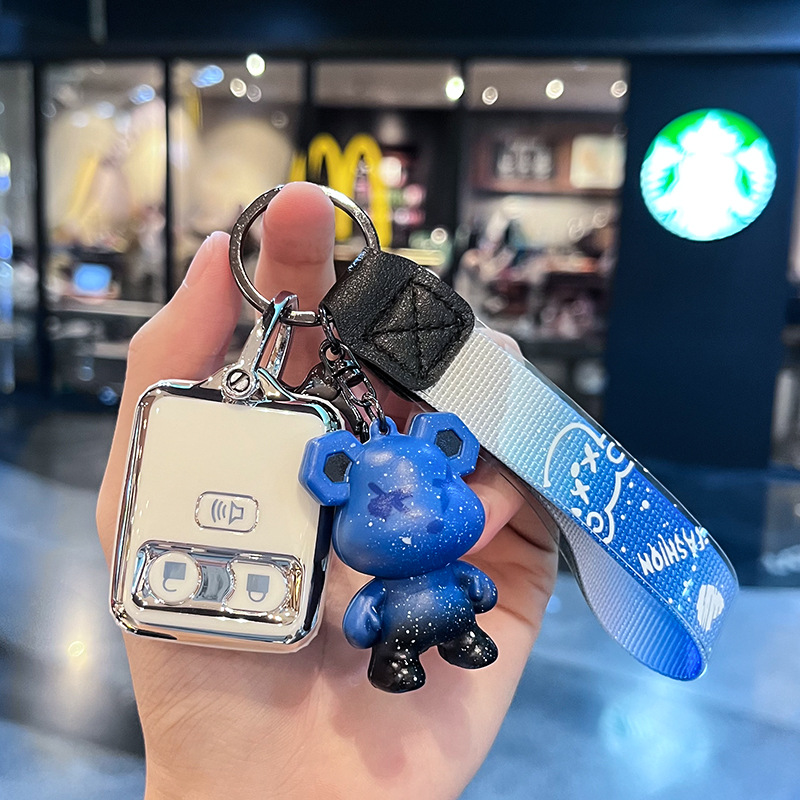 포드 L 모델 - 스마트 3버튼 [싱글 쉘 화이트] + 블루 폭력 곰 펜던트