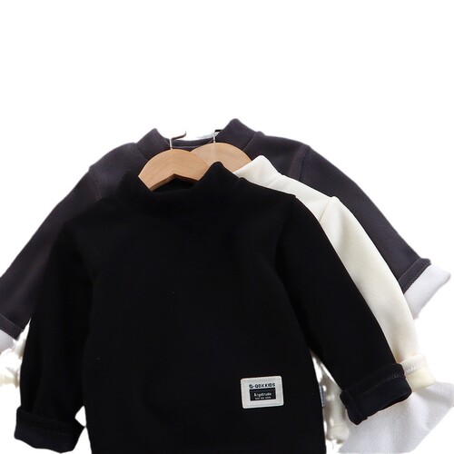 Children's base shirt new autumn and winter stylish versatile top unisex children padded thick sweatshirt long sleeve children's clothing