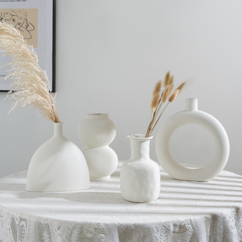 Yi Xin Home Modern Simple Plain Pei Ceramic Vase Ornaments Dried Flower Flower Arrange Home Living Room Famous Decoration Wholesale