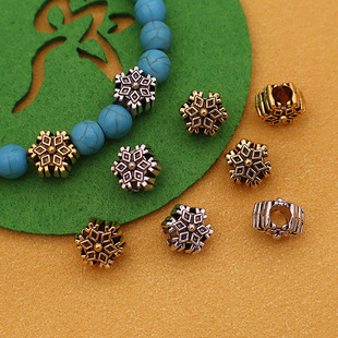 Ancient gold and silver Christmas big hole alloy snowflake loose beads bracelet necklace clothing luggage beaded diy jewelry accessories