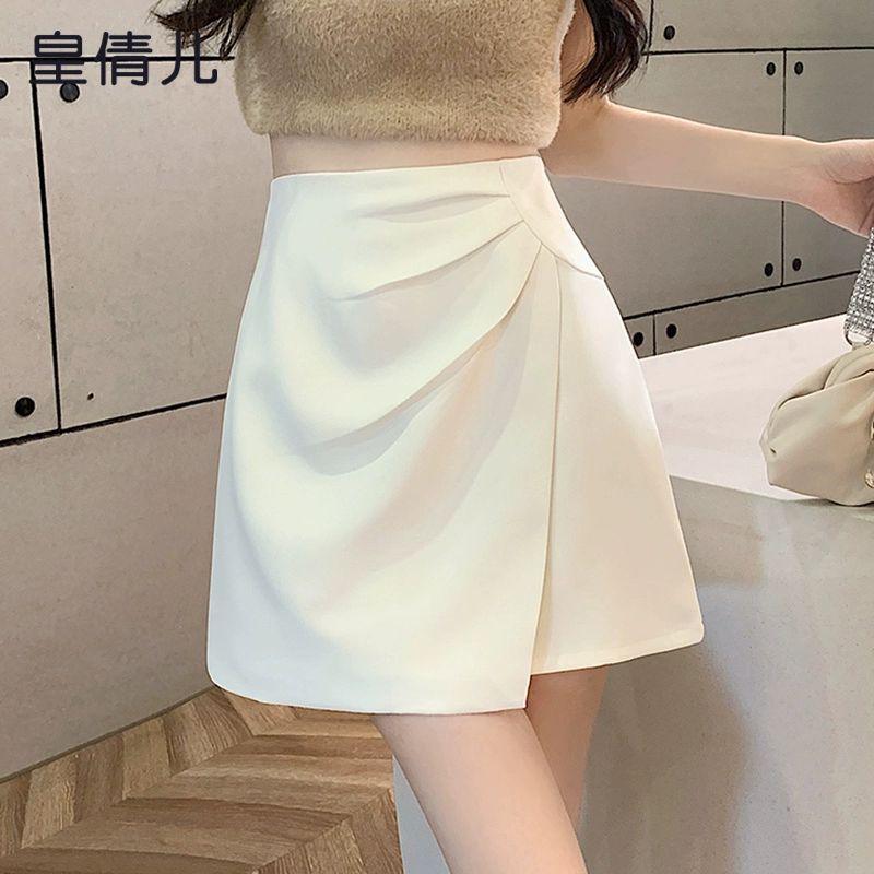 Модная однотонная юбка-трапеция с высокой талией для женщин, лето 2025, новая универсальная облегающая короткая юбка для похудения.