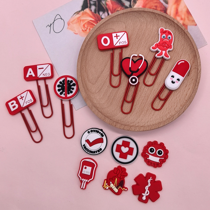 医療ペーパークリップ漫画クリエイティブブックマークカラーペーパークリップ事務用品 diy 大型ペーパークリップ卸売|undefined