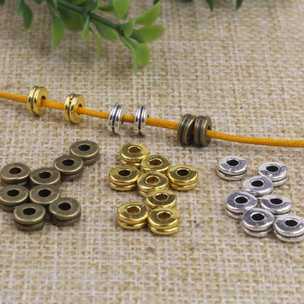 6mm Gold-plated Silver alloy Tibetan silver Retro Separated beads Ancient silver Bracelet bead diy Accessories gg32