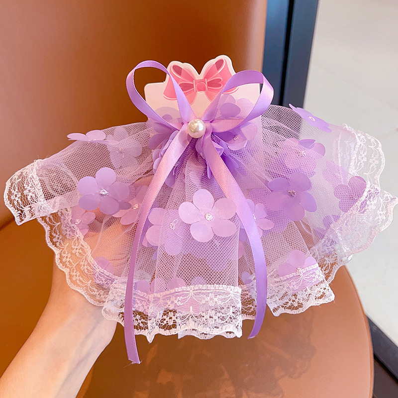 2024 nueva horquilla para niños, cinta de encaje de súper hada, horquilla de lazo, clip superior de temperamento de niña, tocado de niña