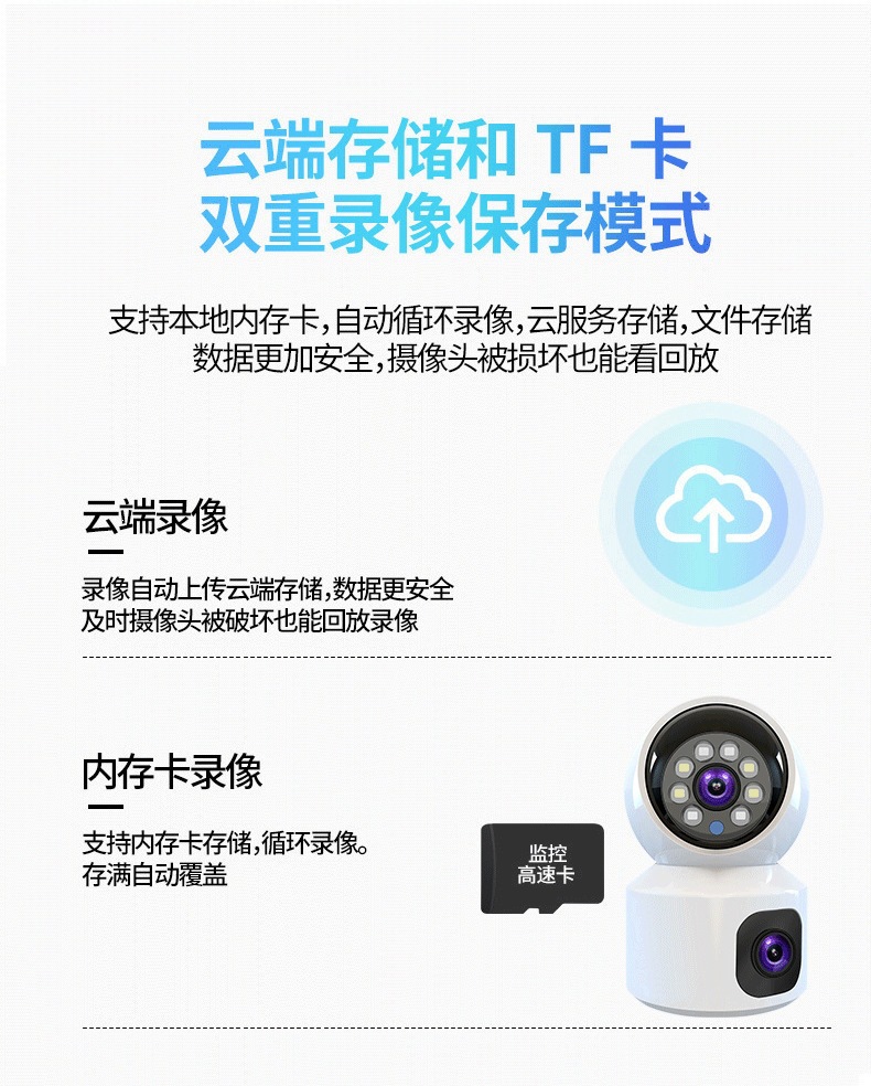V380双镜头4G高清夜视智能监控摄像头室内家用wifi手机远程监控头