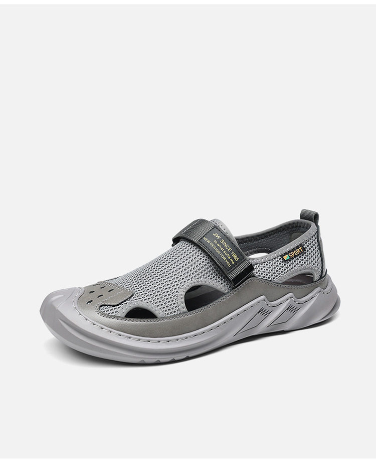 Dép sandal nam quai ngang kiểu La Mã bao đầu, thân lưới thoáng khí, đế cao su — 5512 dép sandal màu xám, 5512 dép sandal đen chi tiết 15