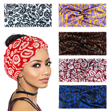 新款欧美跨境专供爆款宽边女士弹力打结交叉瑜伽运动束发带头带发