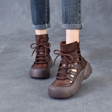 以一 Martens, летние кожаные ретро дышащие короткие сапоги, воловья кожа, мягкая подошва