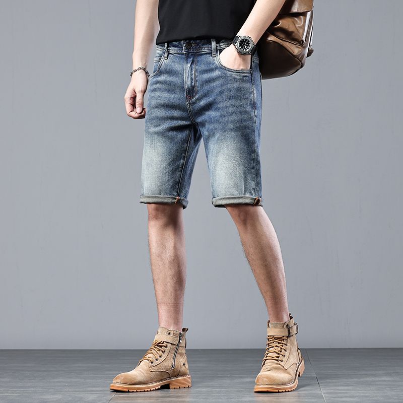 High-End Denim 2025 Summer Thin Denim Shorts Men's Straight Slim Cool Ice Silk New Five-Point Pants High-End Denim 2025 Summer Thin Denim Shorts Men's Straight Slim Cool Ice Silk New Five-Point Pants