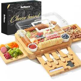 跨境木质芝士板可伸缩带刀叉水果面包切板牛排板熟食板甜品盘菜板