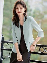 名媛风时尚职业小西装无领西装连衣裙女2025电商网店代理一件代发