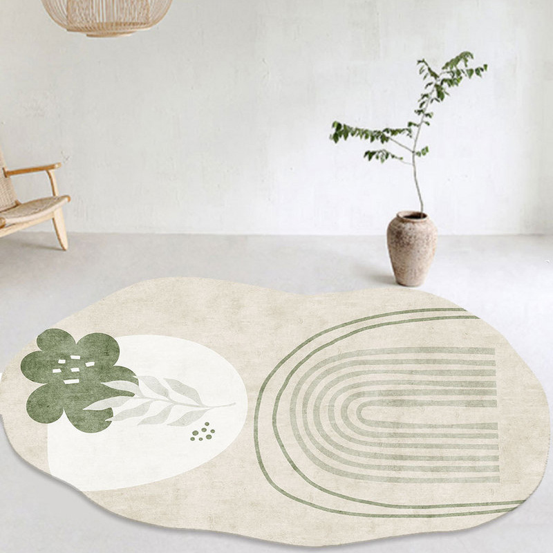 Ins-style irregular wave-shaped faux cashmere rug, simple and dirt-resistant, suitable for living room, sofa, coffee table, bedroom, and bedside decoration