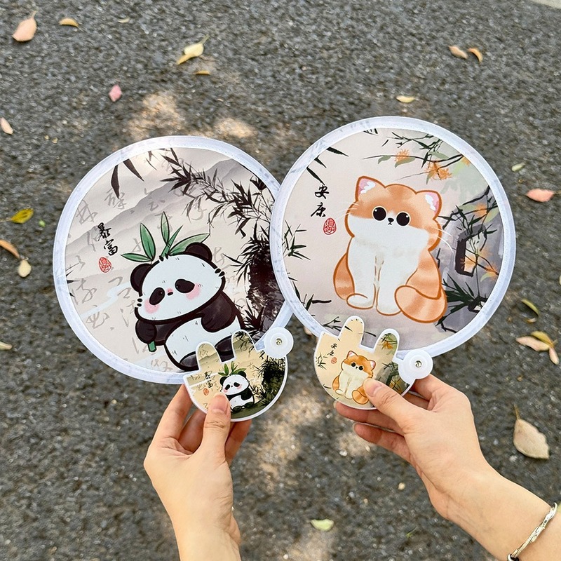 漫画自撮り反射板ファン中国風折りたたみポータブルかわいい猫ファン古代風パンダギフトグループファン|undefined