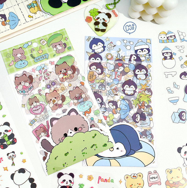 かわいいパンダステッカー、クリエイティブ漫画ハンドブックステッカー、子供用手作りDIY装飾ステッカーセット卸売|undefined
