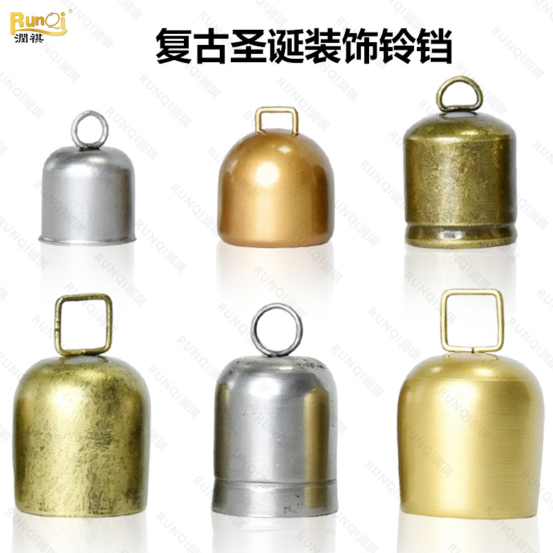 Cross-border bestseller: Vintage-style iron Christmas bell, retro iron bell with a round tube and antique bronze color design, new bell