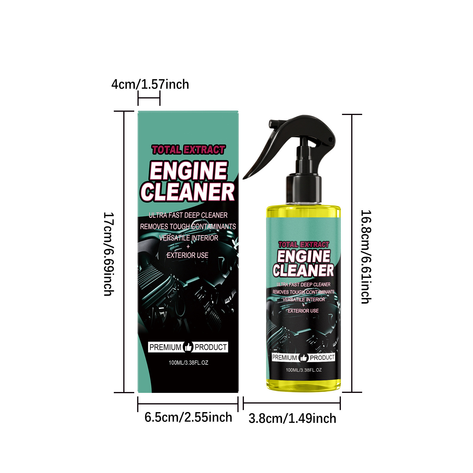 Engine cleaner for cleaning and refurbishing oil stains and carbon deposits on the surface of the car engine compartment, as well as for daily maintenance