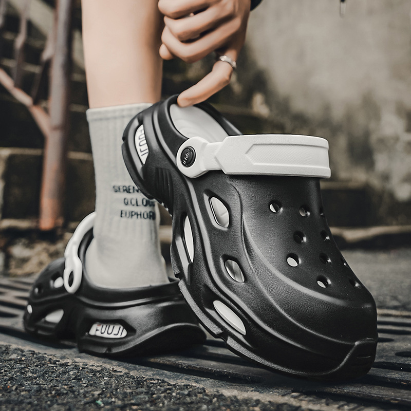 Primavera y verano para hombre nuevo casual todo-fósforo diario cómodo y transpirable a juego de color punta redonda EVA plataforma zapatos de agujero para hombre