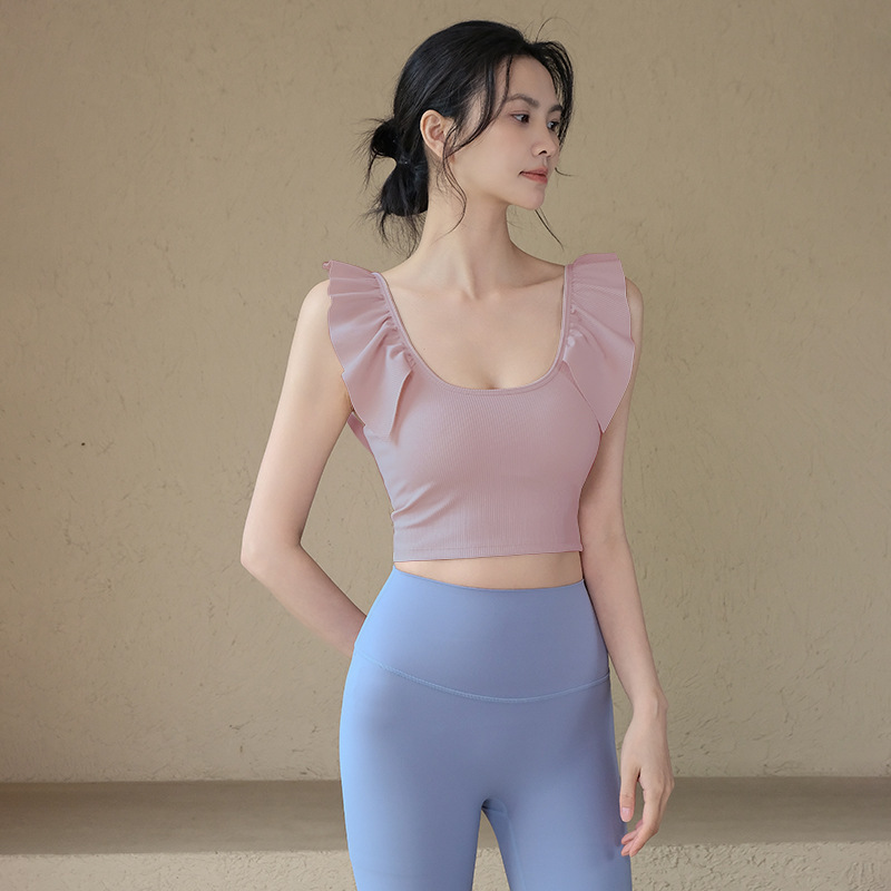 オールインワンヨガベスト女性の夏のレーススリーブ通気性フィットネススポーツバックトップピラティストレーニング服|undefined
