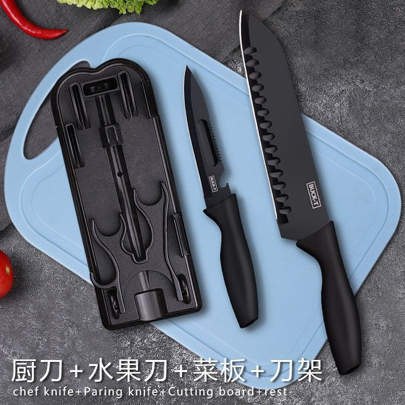 Cuchillo de corte de verduras de acero inoxidable 2 en 1 cuchillo de frutas tablero de corte set dormitorio cocina ligera cortar verduras al por mayor