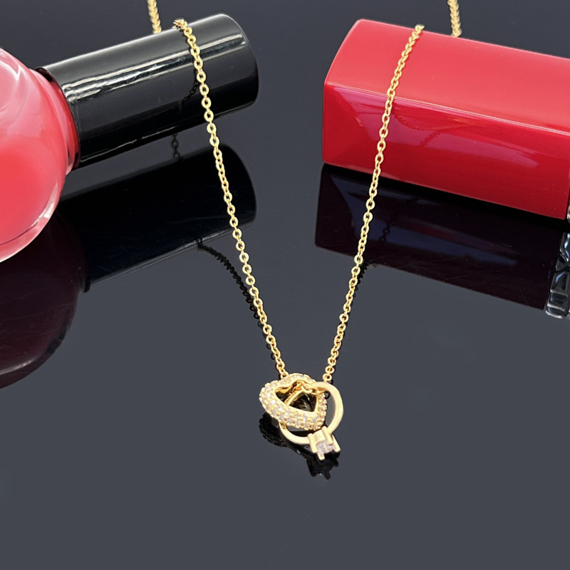 Fashion Heart Shape Titanium Steel Gold Plated Zircon Pendant Necklace 1 Piece display picture 2