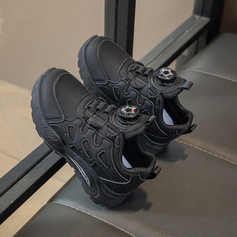 Zapatos deportivos para niños otoño e invierno 2025 nuevos zapatos blancos casuales botón giratorio para niños zapatos para correr zapatos para niñas zapatos para padres