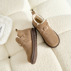 棉鞋女高幫加絨加厚勃肯鞋2023年冬季新款短靴厚底防寒真皮雪地靴