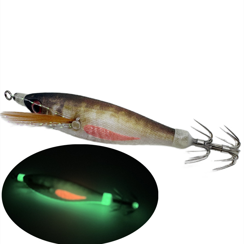 6g/8cm envuelto paño horizontal Camarón calamar gancho Luya cebo Camarón falso Camarón madera simulación luminosa cebo importado de Japón gancho