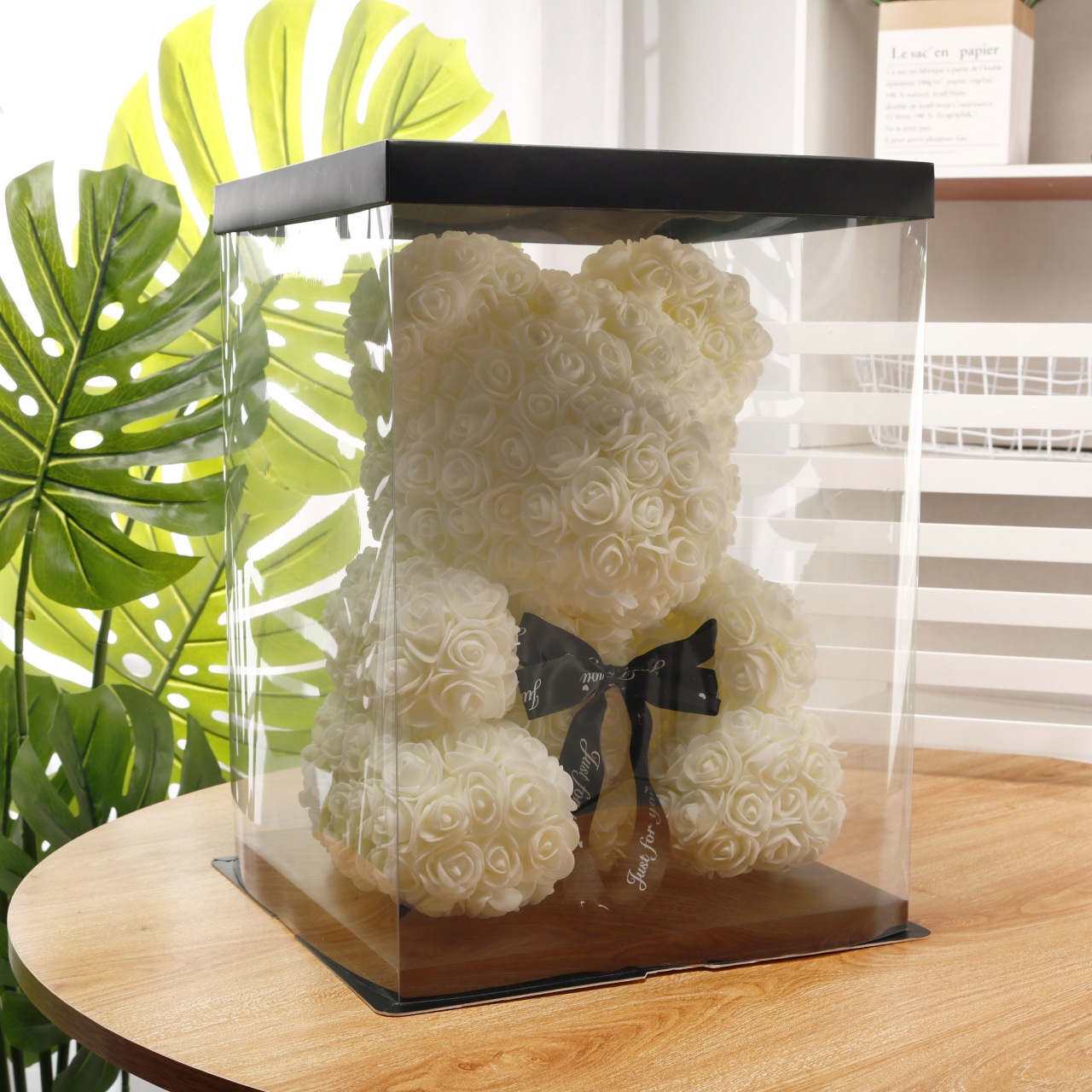 Flor preservada oso rosa 520 regalo del Día de San Valentín tienda de flores supermercado PE espuma flor abrazo oso rosa