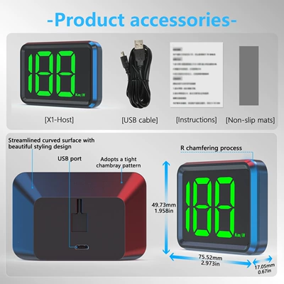 Vehicle HUD – computer, dual-mode GPS and Beidou - x1-green-light-kilometer-version-suitable-for-all-vehicle-models