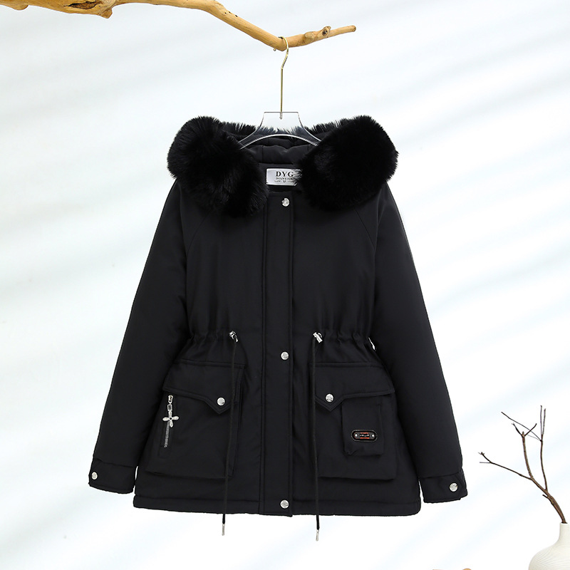 2024 nueva escuela de mujeres superando el corto invierno encapuchado ropa de algodón plumón más vello grueso calentamiento universal moda coreana image 3