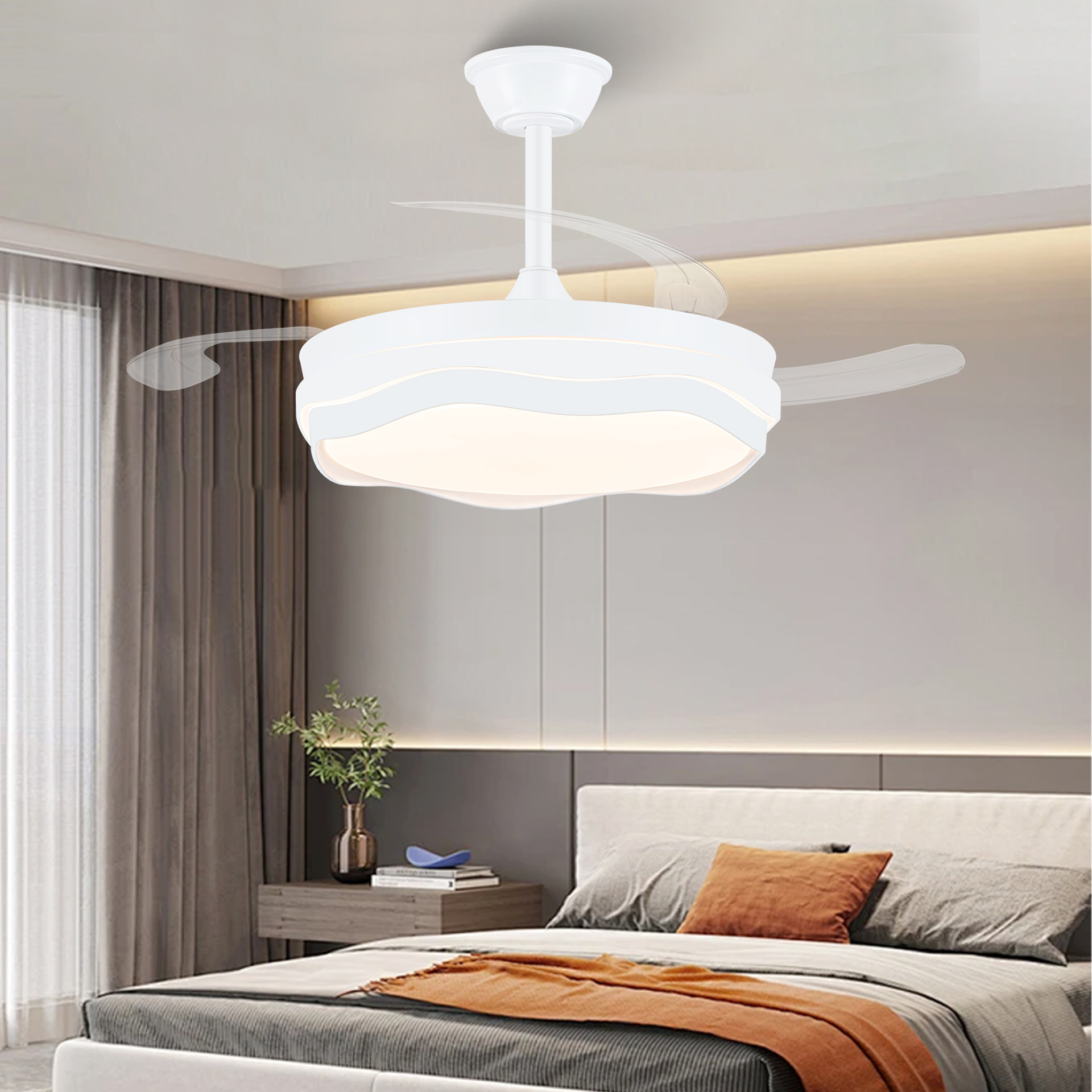 Modern air fan for living room, invisible electric ceiling lamp, new collection, light luxury style 2