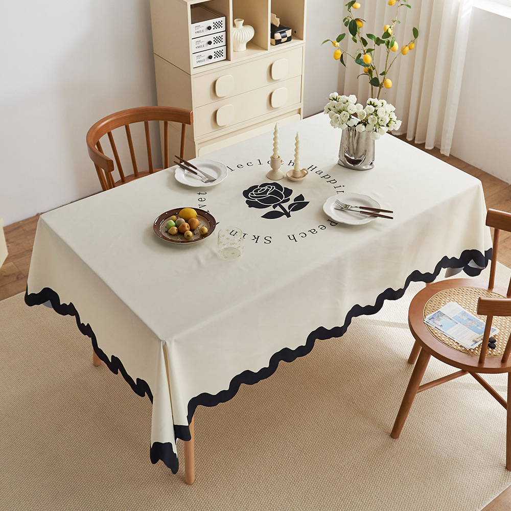Light Luxury Atmosphere Waterproof French Retro Dining Table Mat 2025 New Model: Dining Table Heat-Resistant Tablecloth Coffee Table Tablecloth