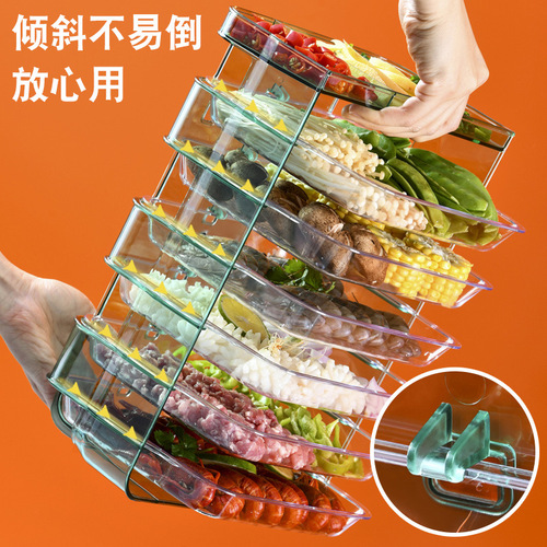Transparent wall-mounted food preparation tray, portable punch-free rectangular side dishes, household hot pot tray, kitchen drain tray