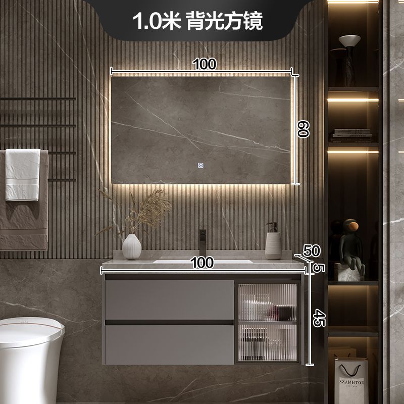 Placa de roca sin fisuras cuenca integrada inteligente gabinete de baño combinación de baño tabla de lavado lavabo