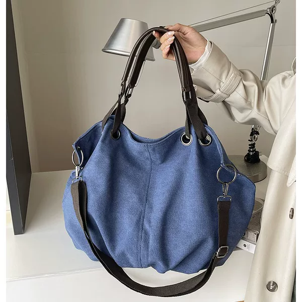 Erli Handmade Vintage Canvas Bag for Men and Women, Single Shoulder Crossbody Multi-Way Bag, Large Capacity Casual Commuting Handbag