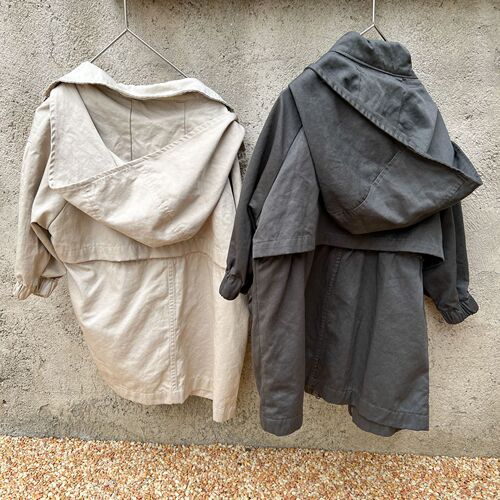 Children's coat mid-length hooded windbreaker for boys and girls  new spring and autumn Korean style loose baby coat