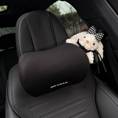 Headrest: Support, Car-Mounted Cute Creative Memory - right-black-plaid-black-scarf-rabbit-black-neck-pillow