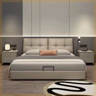 Modern Minimalist Bed Master Bedroom Elegant Double Bed Light Luxury Internet Celebrity Small Apartment Storage Surface Wedding Bed Factory Direct Sale