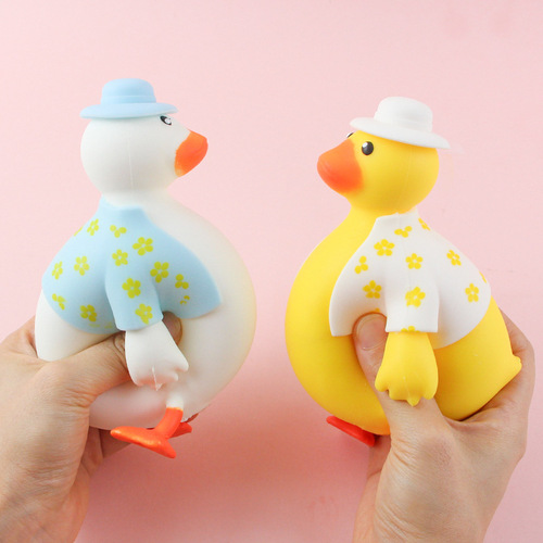 Hot-selling internet celebrity dress-up duck pinchle soft rubber decompression cartoon animal doll children's decompression toys wholesale