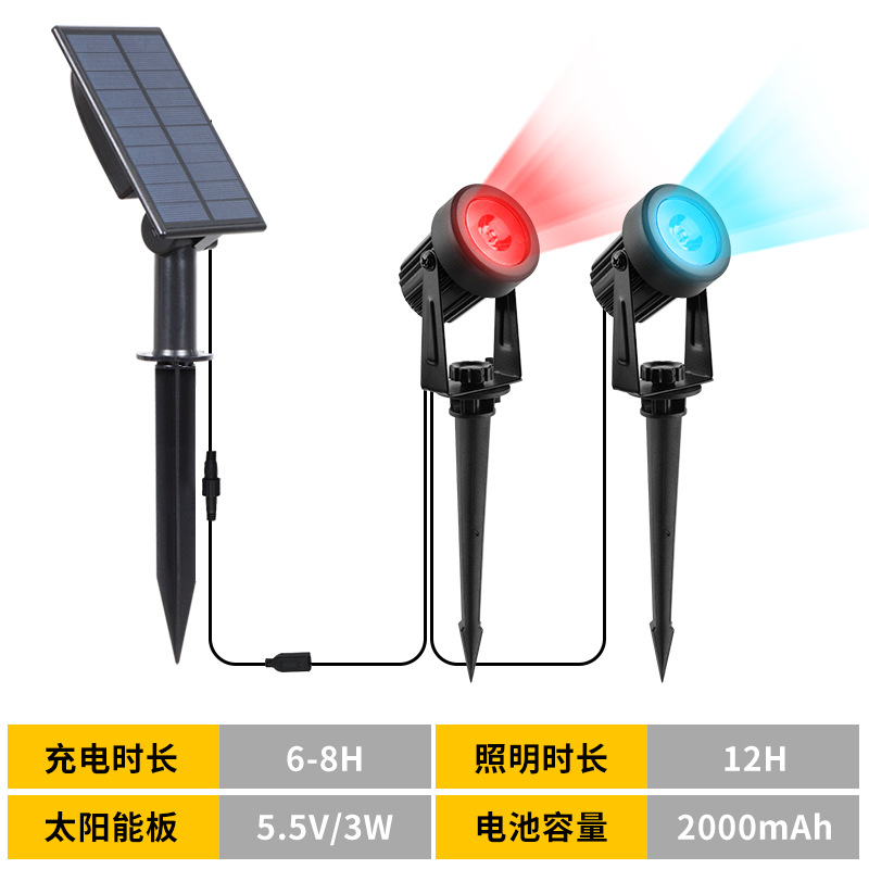 越境ソーラースポットライト屋外防水中庭芝生ライト別荘庭園LEDツリーライトrgb地面設置ライト