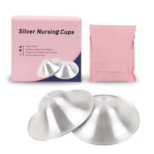 Silver Nursing Cups Silver-Plated Brushed Nursing Cups Nipple Shield Protector Newborn Feeding