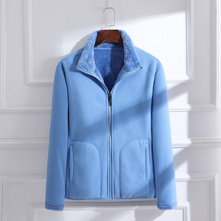 Autumn and Winter Double-sided Fleece Wear Men's and Women's fleece-lined Thickened Sweater Couple's Charge Clothes Liner Fleece Cardigan Jacket
