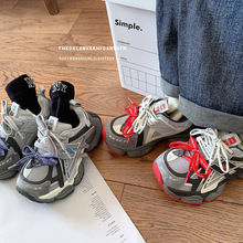 拼色童鞋春款儿童运动鞋网面透气女童老爹鞋轻便软底男童鞋子春秋