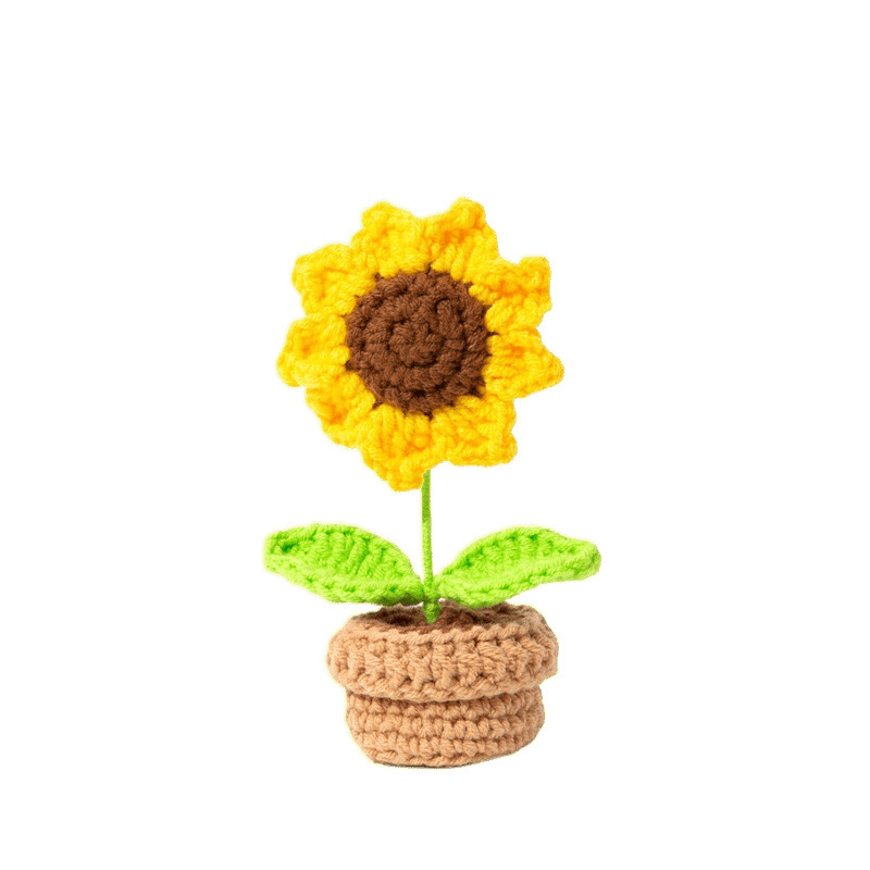 Diy tejido a mano mini maceta pequeña hilo de lana de crochet paquete de material terminado decoración de oficina accesorios de automóvil